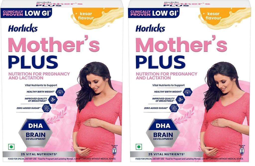 Horlicks Mother's Plus Kesar Refill 400/500g Powder (Weight May Vary) (Pack of 2), 800 Grams, 30 Grams