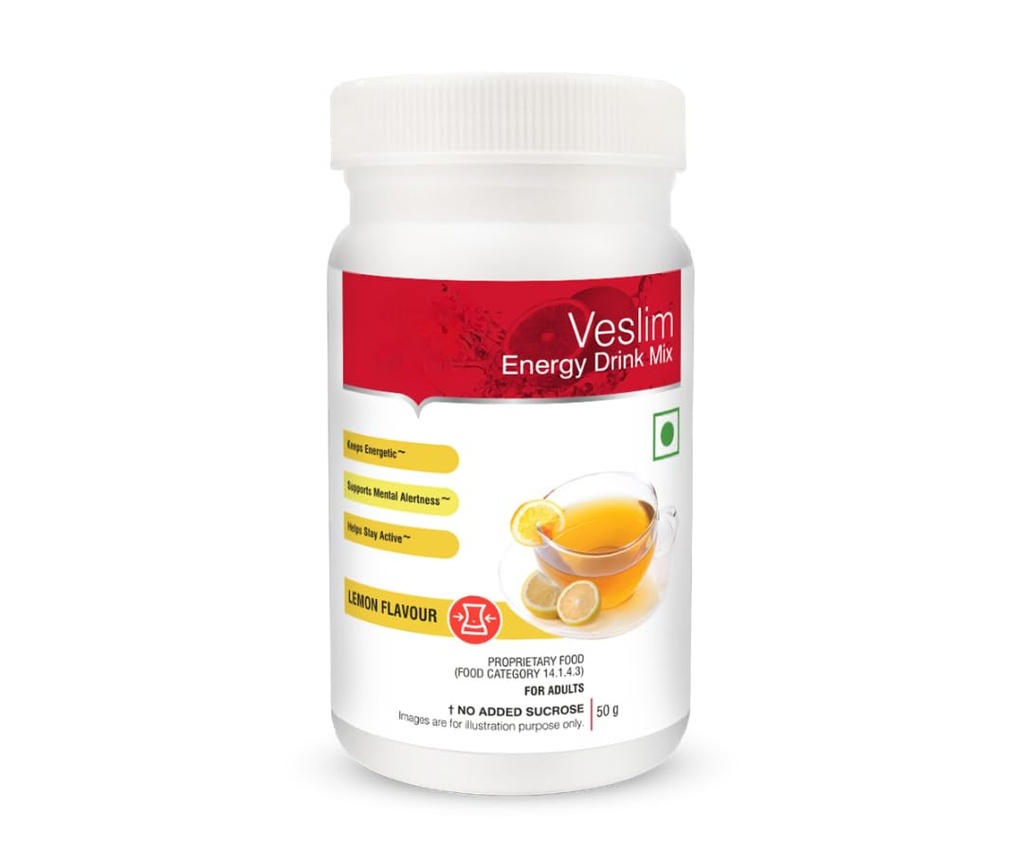 Energy Drink Mix Lemon Flavour 50g | No Added Sucrose | Helps Support Mental Alertness and Active Lifestyle | Instant Drink Mix for Adults