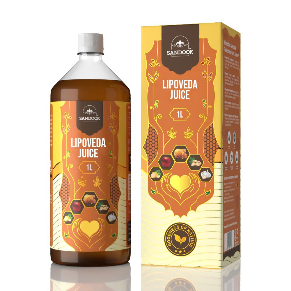 Lipoveda Juice – Cholesterol Care Juice 1L | Heart Support | With Apple Cider Vinegar, Lemon, Honey, Ginger and Garlic | Reduces Cholesterol and Improves Digestion