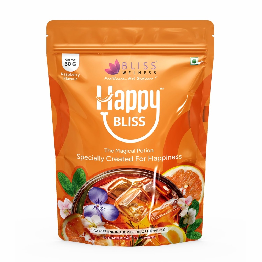 Bliss Welness Happy Bliss : Happiness, Anxiety & Stress Relief Supplement | Natural Support for Calm, Mood, Anti Nervousness & Happy Hormones | Supports Balance of Cortisol, Dopamine, Endorphin, Serotonin & Oxytocin | Magnesium, KSM 66 Ashwagandha : 10 Servings