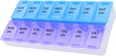 7 Dag Weekly AM PM Pillen Organisator, ShysTech Large Pill Case Pill Box voor Pillen Vitamine Supplementen Medicatie (Paars/Blauw)