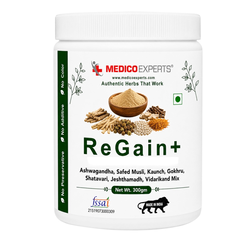 ReGain+ Ayurvedic Wellness Blend 300g - 7 Traditional Herbs | Safed Musli, Ashwagandha, Shatavari & More | Pre-Mixed Formula | FSSAI Certified, Lab Tested