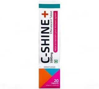 C-Shine Plus Effervescent Tablets, Orange Flavour, 1000mg, 20 Tablets