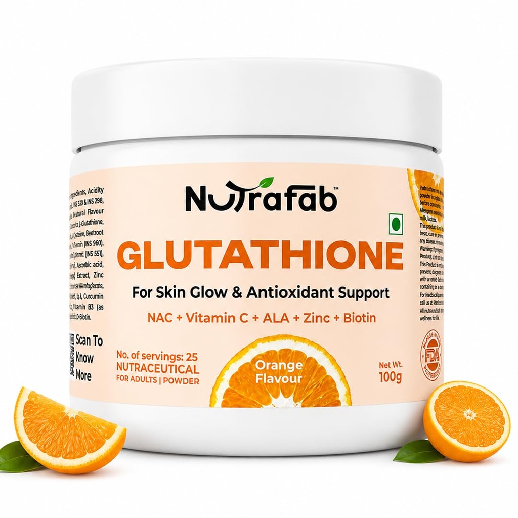 Glutathione Supplements Powder | High Absorption for Skin Glow, Anti-Aging, Even Skin Tone & Antioxidant Support | glutathione Powder with Vitamin C, ALA, Zinc & Biotin | Orange | 100g