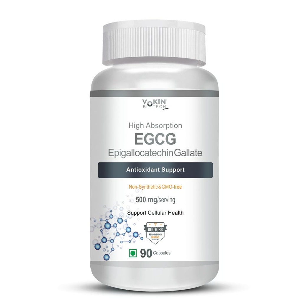 Vokin Biotech EGCG from Green Tea Leaf Extract 500mg EGCG - Antioxidant Support – 90 Capsules
