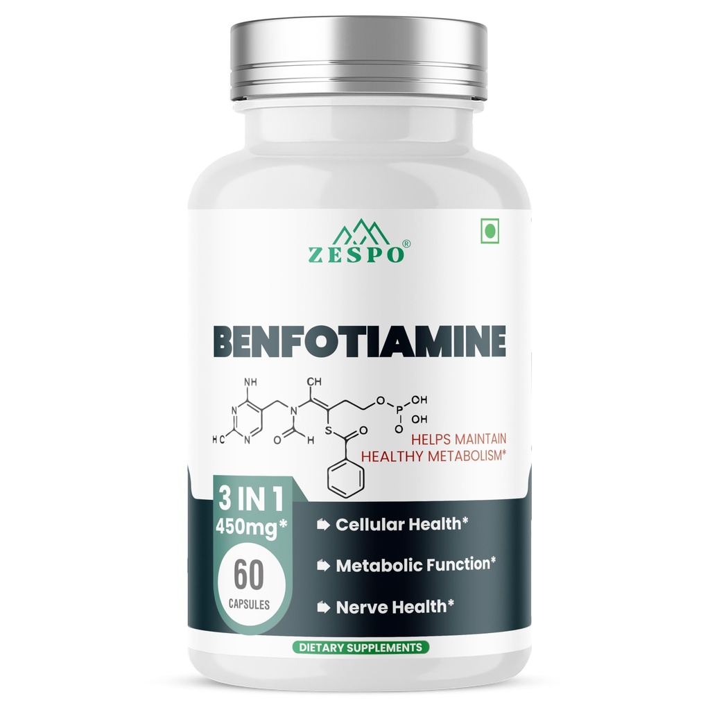 Zespo Benfotiamine 450mg Vitamin B1 with Alpha Lipoic Acid, 60 Capsules
