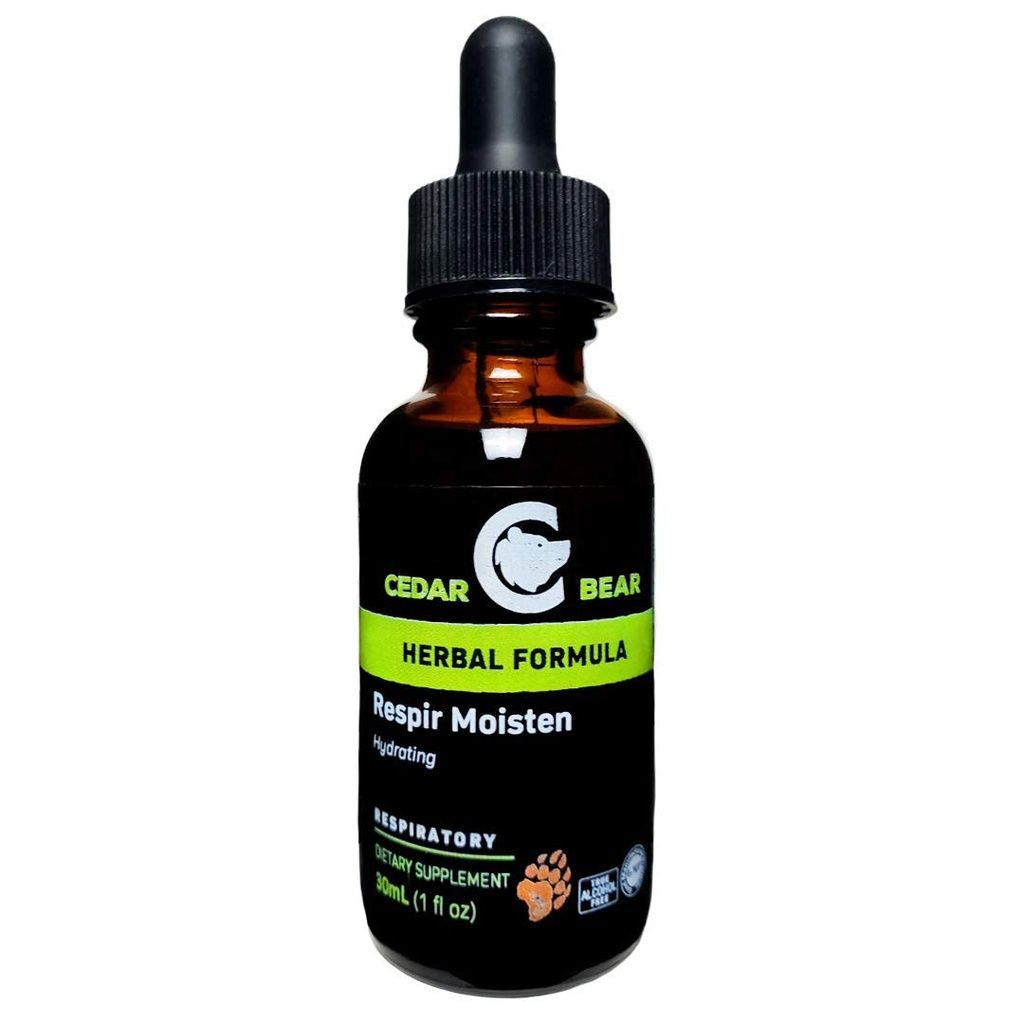 Cedar Bear Respir Hydrater un supplément à base de plantes liquides qui hydrate et adoucit les tissus respiratoires irrités et soulage la toux sèche occasionnelle 1 Fl Oz
