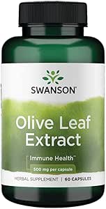 Swanson Olive Leaf Extract Supplement - Gestandaardiseerd tot 20% oleuropein - (500 mg, 60 capsules)
