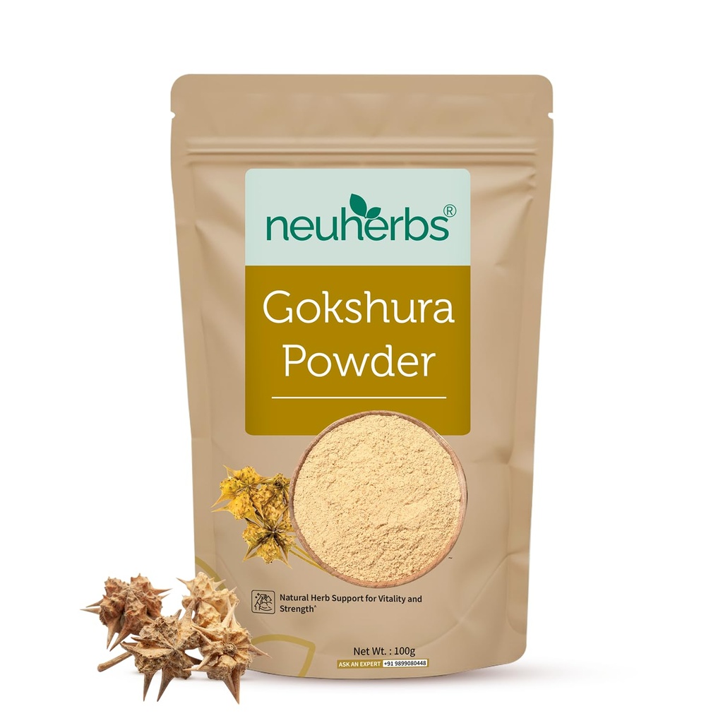 Neuherbs Gokshura Powder - 100g | Tribulus Terrestris/Gokhru Churna For Men | Boost Energy, Strength & Testosterone | 100% Pure & Natural | Non GMO With No Added Preservatives