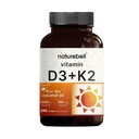 NatureBell Vitamine D3 K2-240 Softgels - 5.000 IE Vitamine D3 & 100 mcg Vitamine K2 MK-7 - met Virgin Coconut Oil - Bone, Heart & Immune Health Support* - Duo-Ack Formula