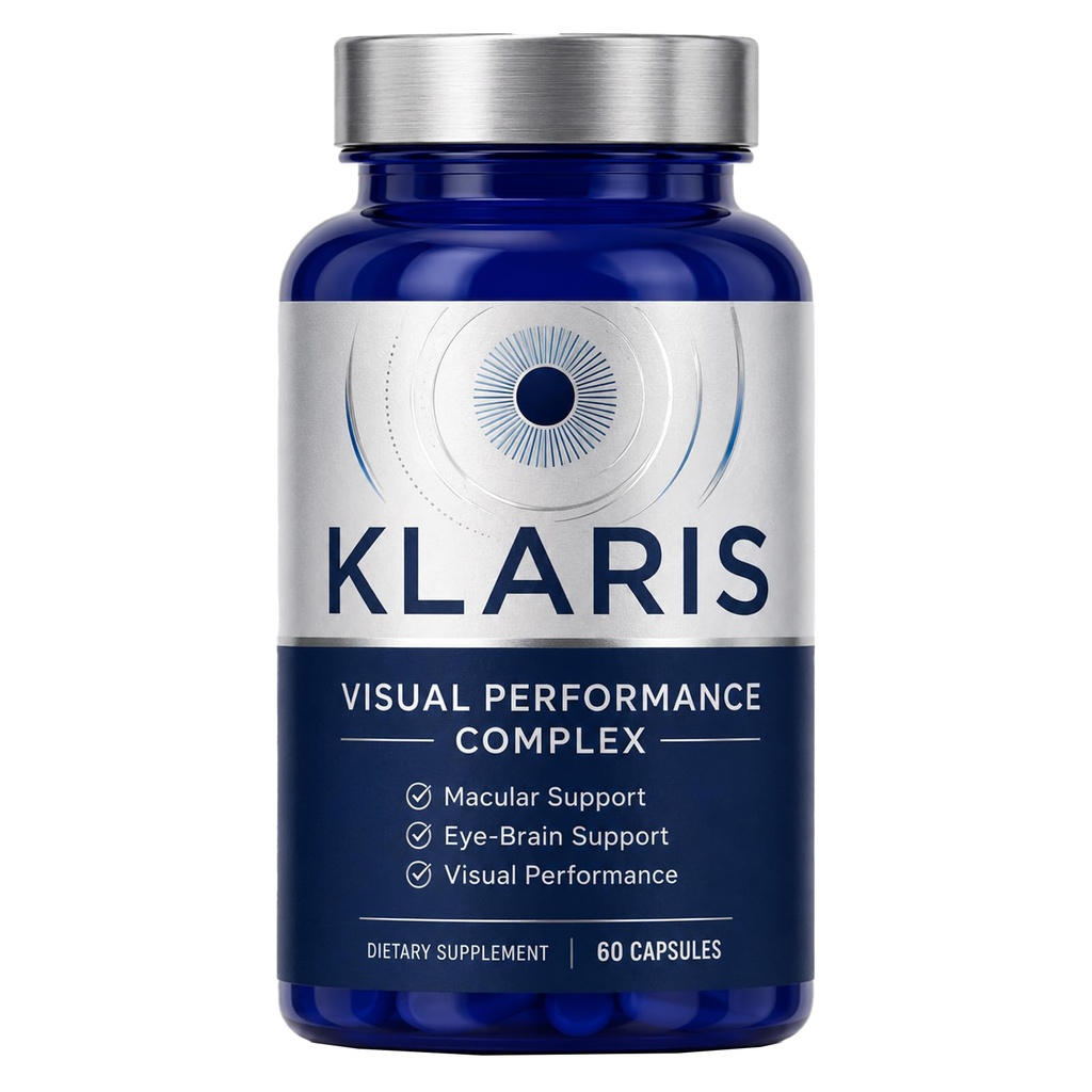 KLARIS Vision Support, Macular and Vision Support Supplement with with All 3 Carotenoids, Lutein, & Zeaxanthin, Eye-Brain Support, 60 Capsules