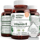 Natuurlijke Nutra Vitamine E 200 IE supplement voor huid, haar en nagels, bevorderen van de gezondheid van het hart, helpt verminderen roodheid, helpt om huidtextuur te voorkomen, bevorderd immuunsysteem, Glutenvrij, 60 Softgels