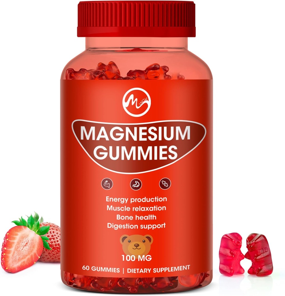 Magnesium Gummies 100mg Hoge sterkte - Fruitige smaken Gummy Bear, gezonde minerale supplementen bevordert spier, energie en spijsvertering
