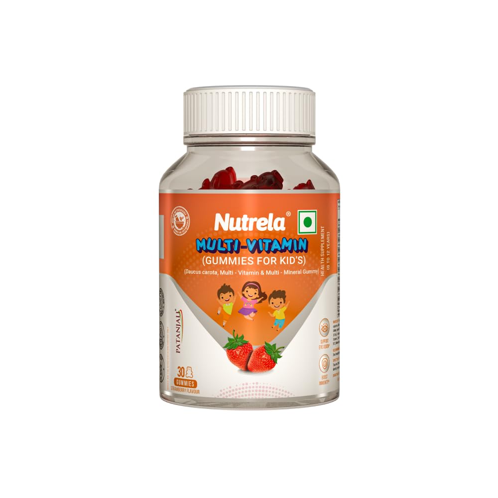Nutrela Kids Multivitamin Gummies | Strawberry Flavour | Supports Immunity, Bone Health & Energy | 30 Gummies | For Age 5+ | No Gelatin, No Artificial Colors.