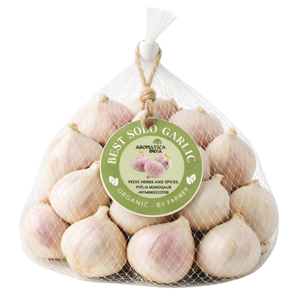 Aromatica India Single Clove Garlic 400gm (Ek Kali Lahsun) Whole Solo Garlic Strong Aroma & Taste