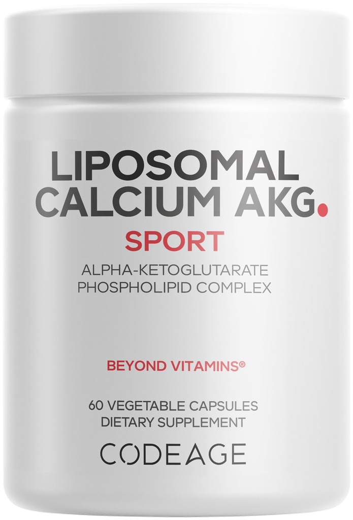 Codeage Liposomale Calcium AKG Supplement - Calcium Alpha-Ketoglutaraat - 2-maand levering - Liposomale levering - 1 capsule per portie - Non-GMO, Glutenvrije - 60 capsules