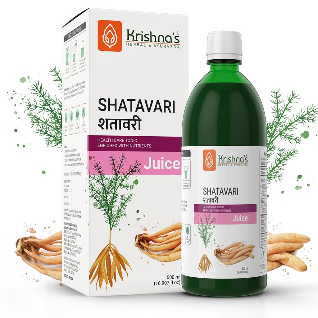Krishna's Shatavari Juice 500 ml | Helps in Strength and Lactation in women | Rejuvenative for Vata and Pitta