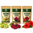 Herbal Powder Combo Pack, Amla, Beetroot & Hibiscus Powder, 100% Pure & Natural, Chemical Free, for Hair & Skin Care