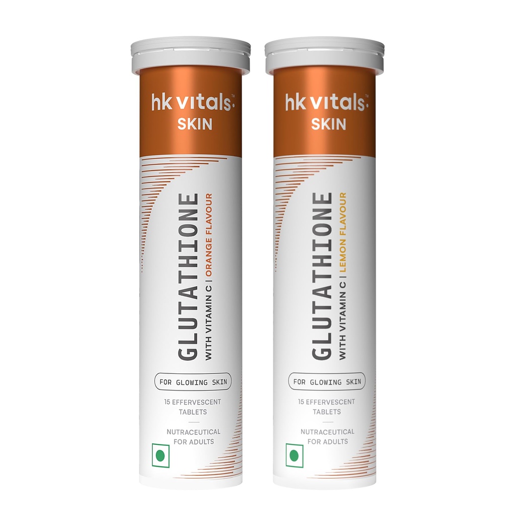 hk vitals Glutathione, Lemon & Orange, 2 x 15 Effervescent Tablets