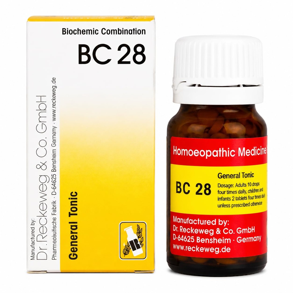 BC 28 Biochemic Combination General Tonic Tablets 20g Pack of 1 | Homeopathic Supplement for Energy, Weakness, Vitality, Stamina, Immunity & Daily Wellness Support for Adults and Children