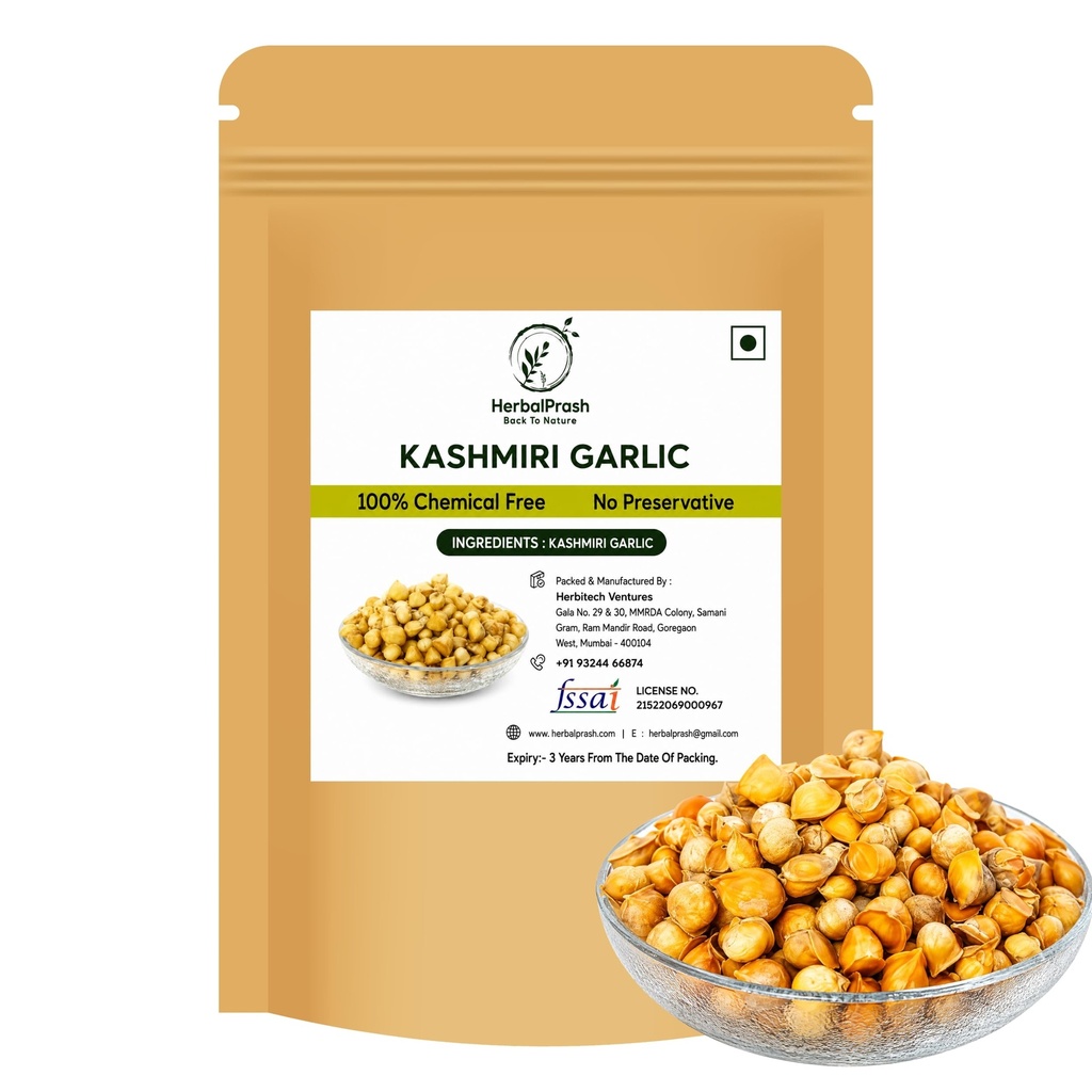 HERBALPRASH Kashmiri Garlic (Lahsun) - 100g | Single Clove Garlic | Snow Mountain Garlic