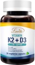 Lovita Vitamine K2 + D3, 400 IE Vegan Vitamine D3 & 120 mcg Vitamine K2 (MK-7), 2 in 1 Formule, Immuun Vitamine Complex, 30 Vegetarische Capsules