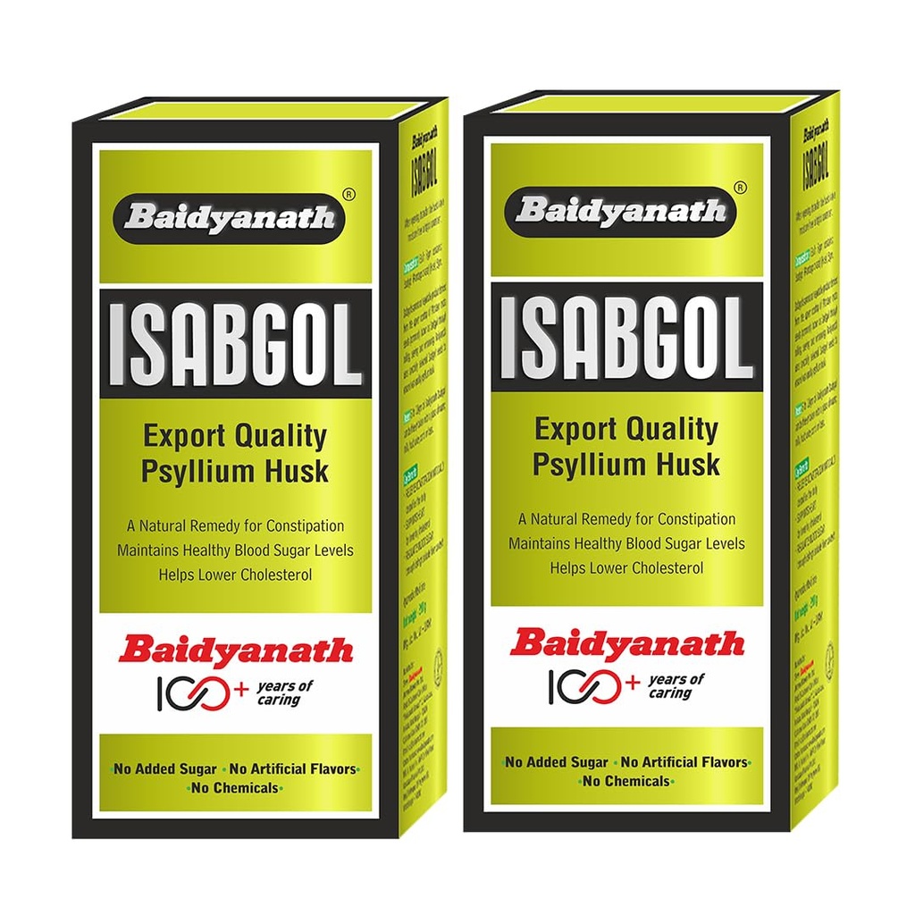 Baidyanath Isabgol Psyllium Husk Powder | Natural Fibre Supplement for Constipation Relief & Digestion | Gluten-Free Herbal Laxative | Pack of 200g - Pack of 2