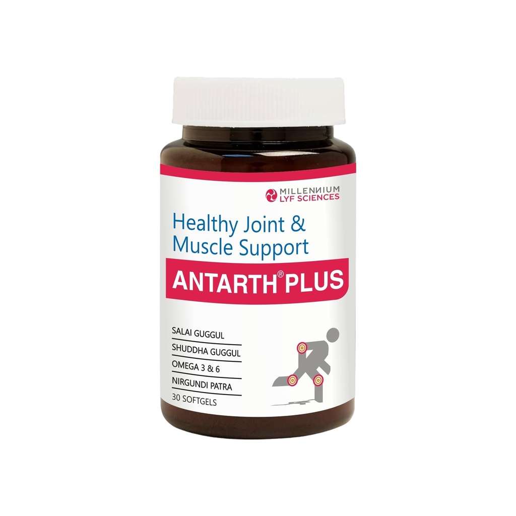 Antarth Plus | For Healthy Joint & Muscle Support- 30 Softgels With Ashwagandha,Salai Guggul,Shuddha Guggul,Nirgundi,Omega 3 & 6