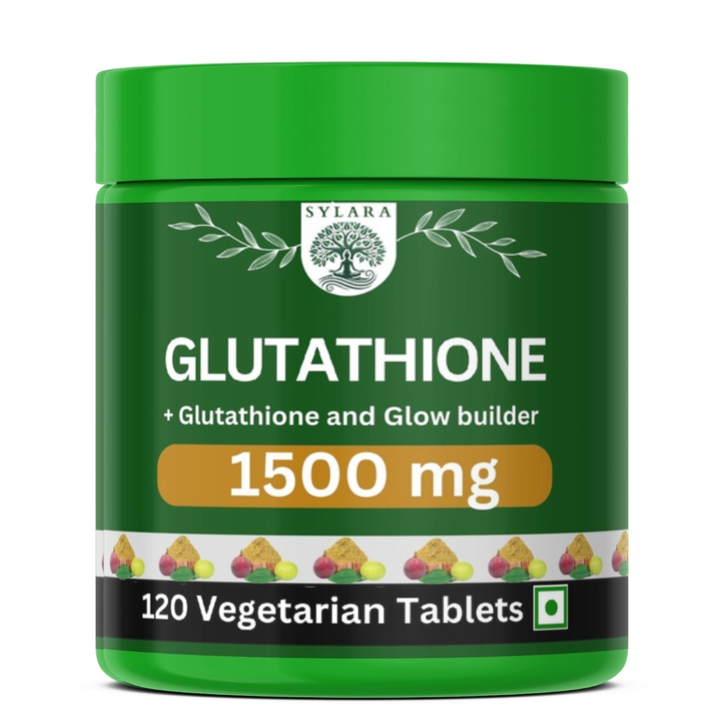 SYLARA 1500 mg Glutathione Tablets For Skin Whitening - 120 Tablets Capsules Supplements with Vitamin C with Biotin, Vegetarian Collagen for Skin Glow