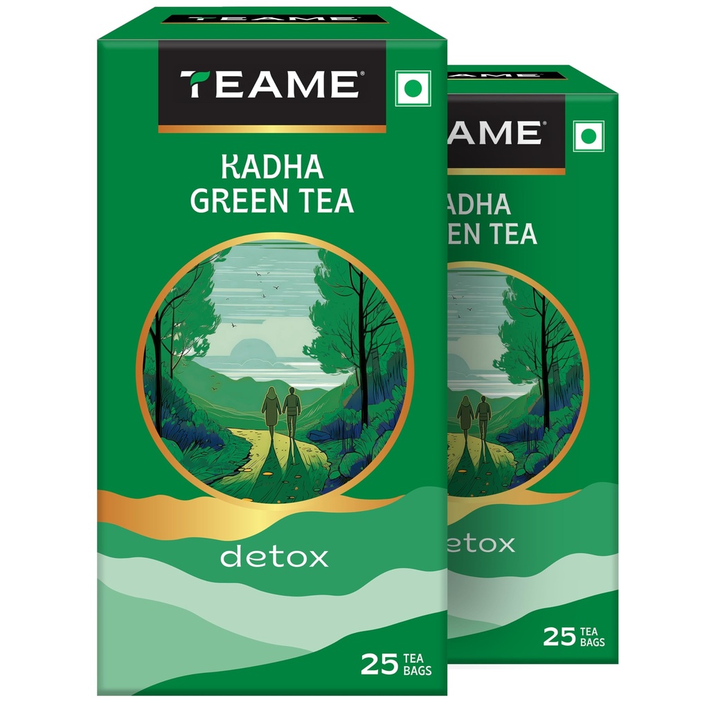 TE-A-ME Detox Kadha Green Tea, 50 Count (25 x 2) | Premium Ayurvedic Wellness Blend | Antioxidant-Rich Daily Brew | Naturally Refreshing Beverage | Pack of 2