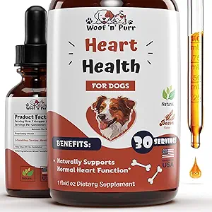 Santé cardiaque du chien - Aide à soutenir la fonction cardiovasculaire et la santé cardiovasculaire globale - Suppléments cardiaques du chien - Suppléments cardiaques pour chiens - Soutien cardiaque pour chiens - Santé cardiovasculaire pour chiens - 1 fl oz