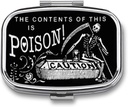 Metalen 2 Compartiment Pillen Organisator Travel Vriendelijk Portable Compact Pill Box Cute Pill Case vast te houden Vitaminen, Vissen Olie, Complementen, Meds, Tafel voor Portemonnee, Zak. (Black Scyte)