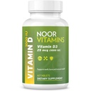 Noor Vitamines Vitamine halal D, Vitamine halal D3, 1000 UI Comprimés, soutient la santé osseuse, immunitaire et cardiaque, non OGM, sans gluten et halal (60 Nombre)