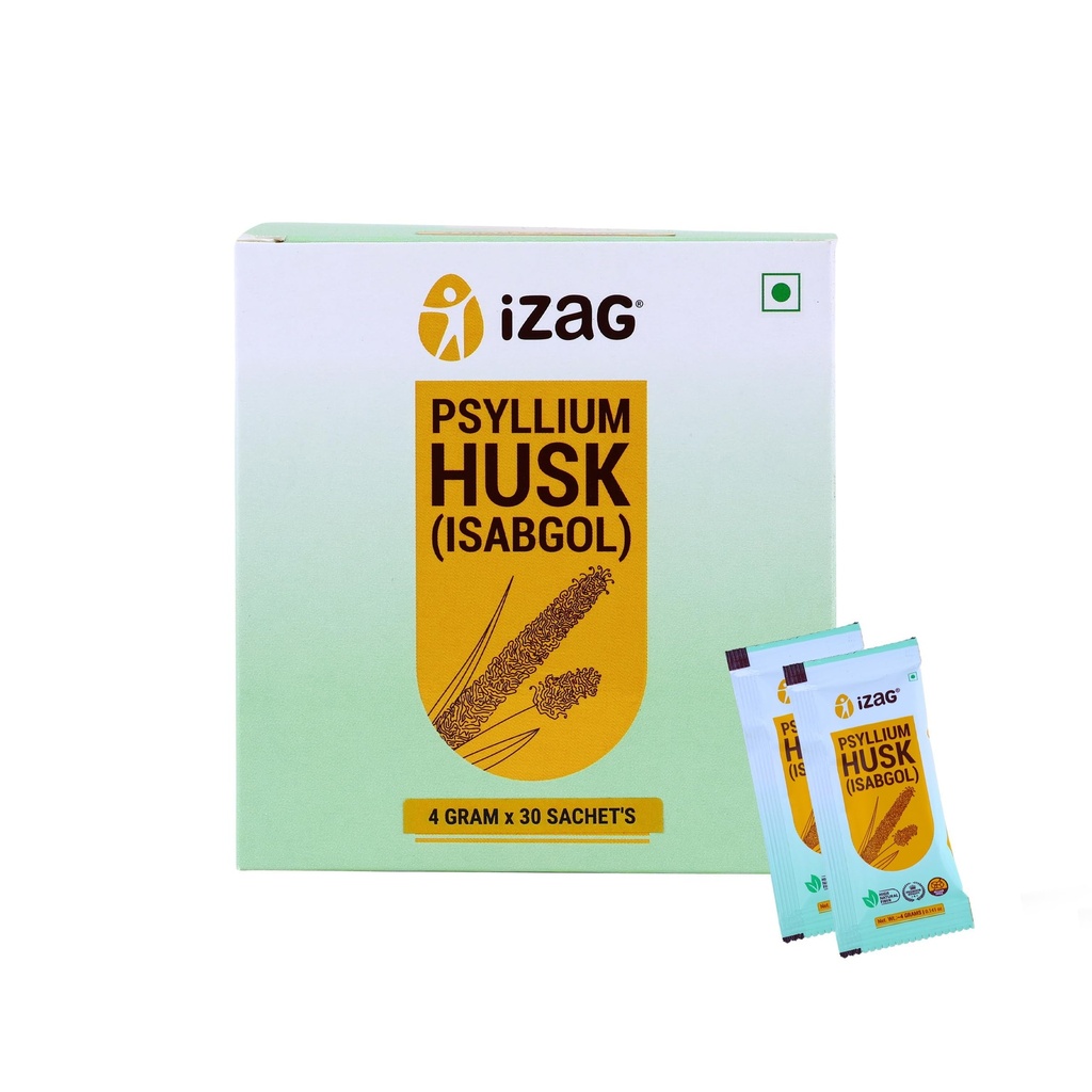 iZaG Psyllium Husk (Isabgol) 120 Gram (4 Gram Sachet's * 30 Unit) | Natural Dietary Fiber for Digestion & Gut Health | 30 Travel-Friendly Sachets | 4 Gram per sachets | Sat isabgol