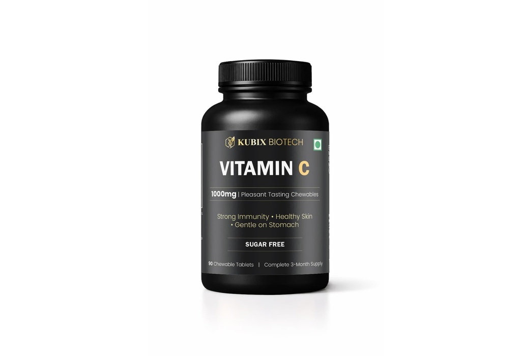Vitamin C 1000mg Tablets – 90 Count | No Sugar, Great Taste | Immunity Booster for Adults | FSSAI & GMP Certified | High Potency Antioxidant Supplement
