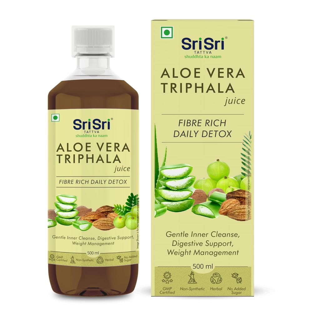 Sri Sri Tattva Aloe Vera Triphala Juice - 500 ml | Digestion, Immunity, Liver & Skin Wellness Support | With Aloe Vera, Amla, Haritaki & Vibhitaki; No Added Sugar | (Pack of 1)