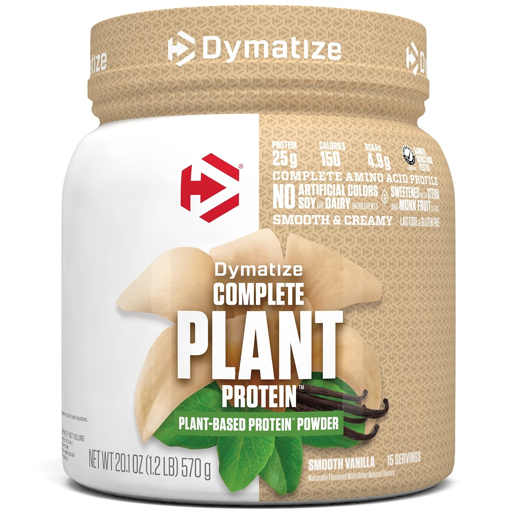 Dymatize Vegan Plant Protein, Smooth Vanilla, 25g Proteïne, 4.8g BCAA's, Complete Aminozuur Profiel, 15 Servers