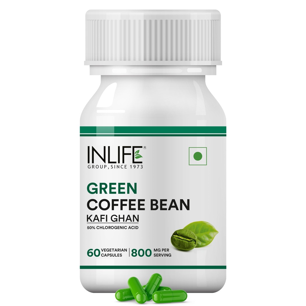 INLIFE Green Coffee Extract Supplement, 50% CGA, 800mg, 60 Veg Capsules