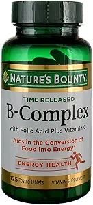 Bounty B-complex van de natuur met foliumzuur Plus vitamine C tabletten 125 tabletten (verpakking van 2)