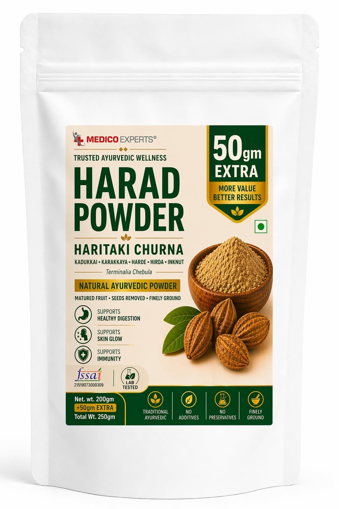 Harad Powder - 200gm + 50gm Free | Harad Churna | Kadukkai, Karakkaya, Harde, Hirda, Inknut | Terminalia Chebula | FSSAI Certified, Lab Tested, No Additives