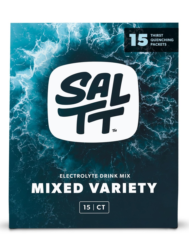 SALTT Electrolytes Powder Packets, All Things Mixed Variety Pack (15 Packets) - Magnesium, Kalium, Natrium, Trace Minerals - Vegan & Glutenvrij - Reizen Essentials - Made in USA