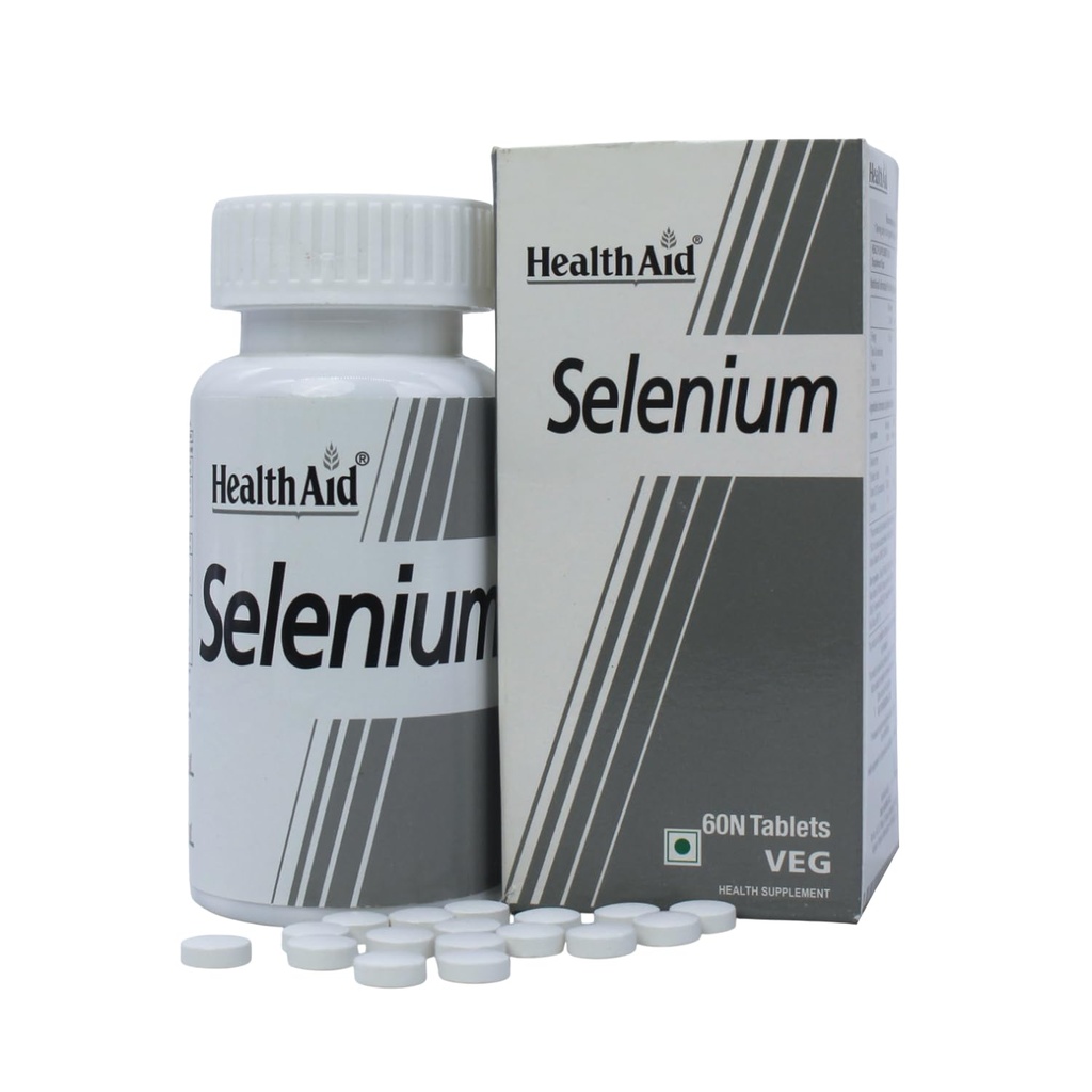 HealthAid Selenium Supplement | Yeast-Free Antioxidant for Immune & Thyroid Support | Promotes Cellular Protection & Heart Wellness | 60 Vegan Tablets(Pack of 1) | For Men & Women