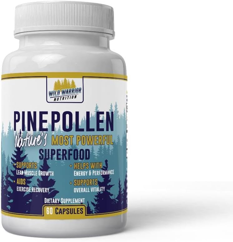 Dagelijkse gezondheid Pine Pollen 600mg Vegan Glutenvrij Niet GGO Natuurlijke Superfood Vitaminen Mineralen Dieetsupplement 60 Capsules - 1 maand Levering