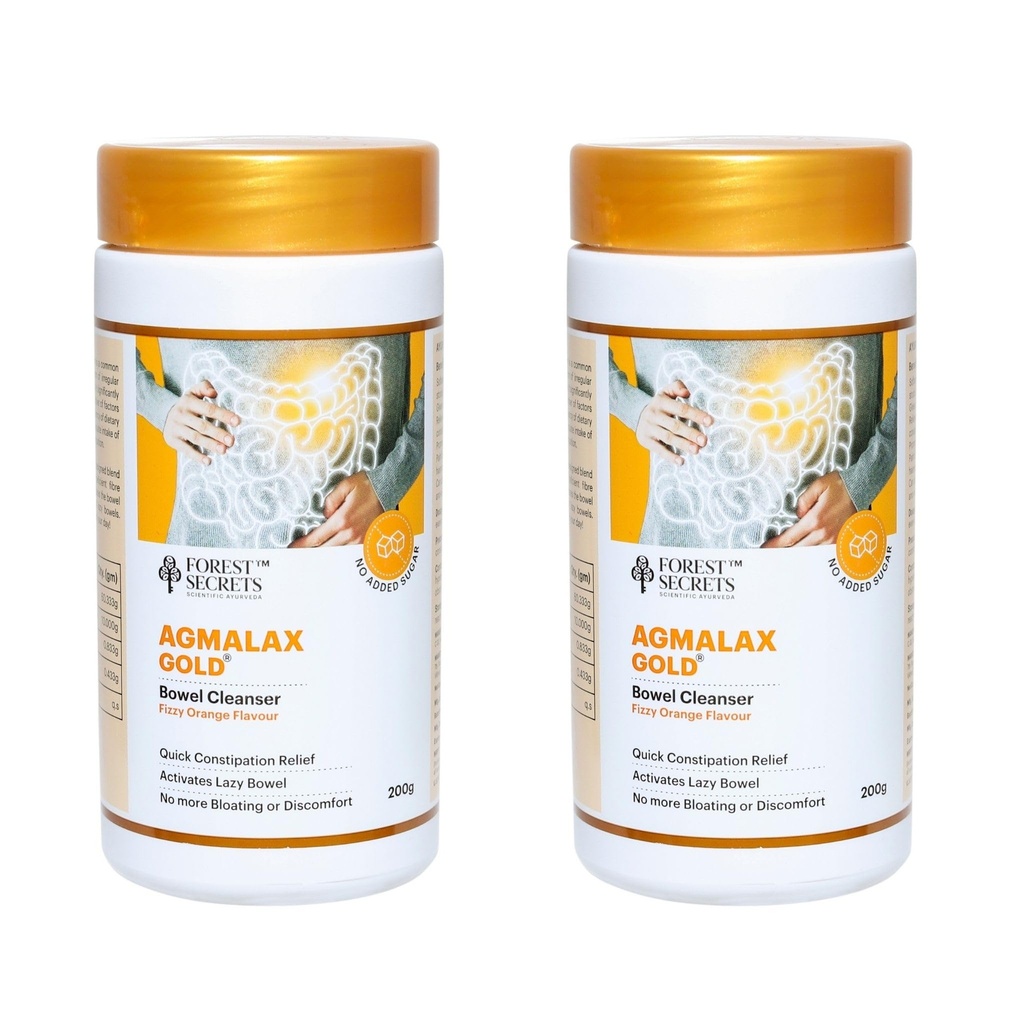 Agmalax Gold Bowel Cleanser | Relieves Constipation, Bloating & Gas | Natural Psyllium Husk Fiber Supplement | Digestive Cleanser | Pack of 2 (200g Each)