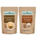 Neuherbs Organic Safed Musli + Ashwagandha Powder 200g | Ayurvedic Herbal Combo for Strength, Stamina, Energy & Daily Wellness Support | Supports Calmness & Active Lifestyle