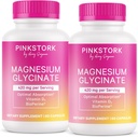 Roze Ooievaars Magnesium Glycinate met vitamine D - Magnesium Supplement voor vrouwen ter ondersteuning van natuurlijke rust - 2 Pack