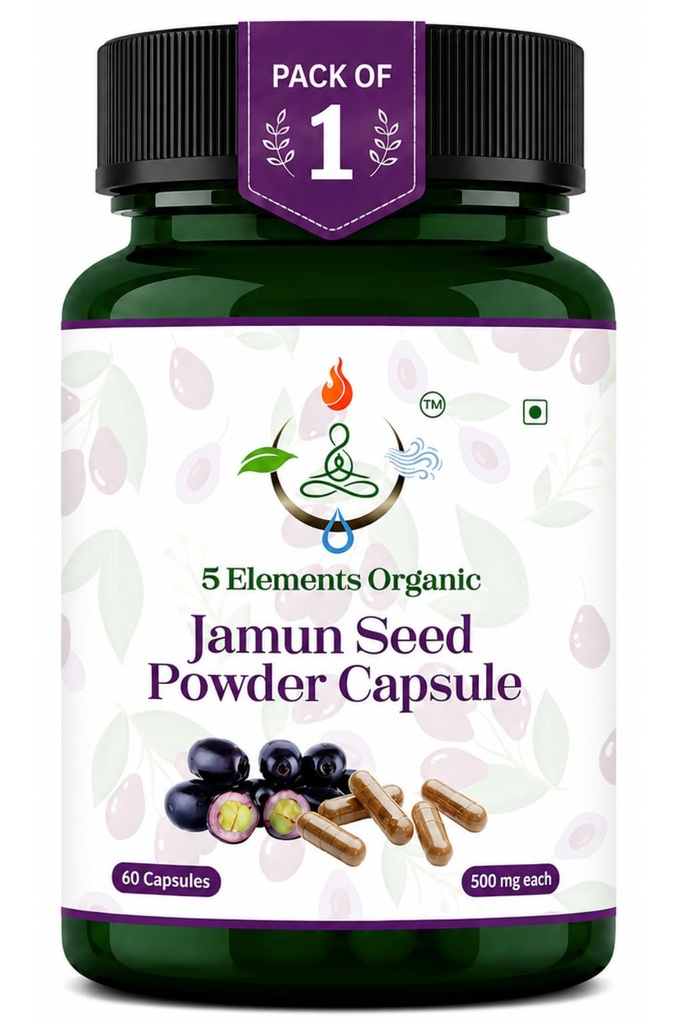 Jamun Seed Capsules 500mg | 60 Veg Capsules | Blood Sugar & Metabolic Balance Support | Plant-Based | Gluten Free & Non-GMO