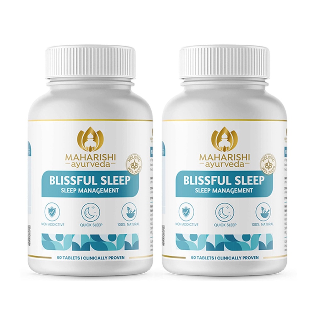 Maharishi Ayurveda Blissful Sleep Tablets For Sleep Management | Clinically Researched And Non-Habit Forming Melatonin - Rasayanam With Ashwagandha | Promotes Deep Sleep (60 Count (Pack Of 2))