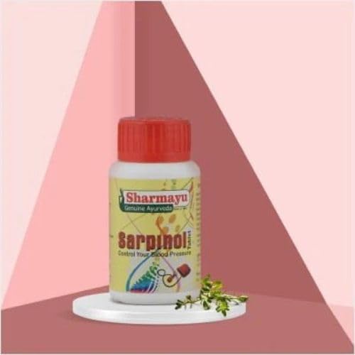 Sharmayu Sarpinol Tablets | Ayurvedic Blood Pressure Control Supplement | For Hypertension, Stress, Anxiety, Insomnia, Hysteria | 50 Tablets | Genuine Ayurveda