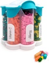 Extra grote pil Organizer dagelijks, wekelijks, maandelijkse supplement fles, schattige Blossom pil Dispenser met 7 XL Compartments, Easy-Open pil Box voor vitamines, medicijnen, etiketten inbegrepen (Teal)